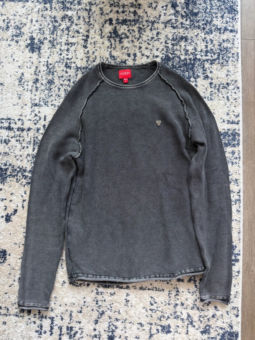 GUESS Men’s Charcoal Gray Crewneck Knit Sweater